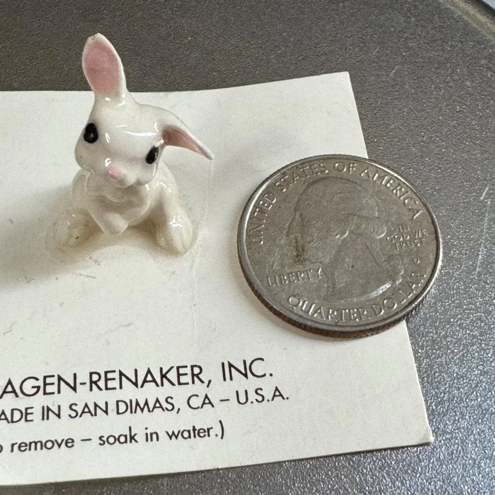 New Vintage Hagen Renaker Miniature Rabbit Bunny Figurine 1989 USA 1 1/8 inches - Picture 9 of 9